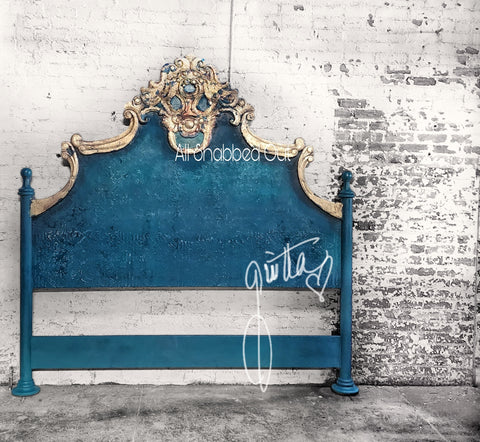 Glorious Handpainted Blu King Headboard